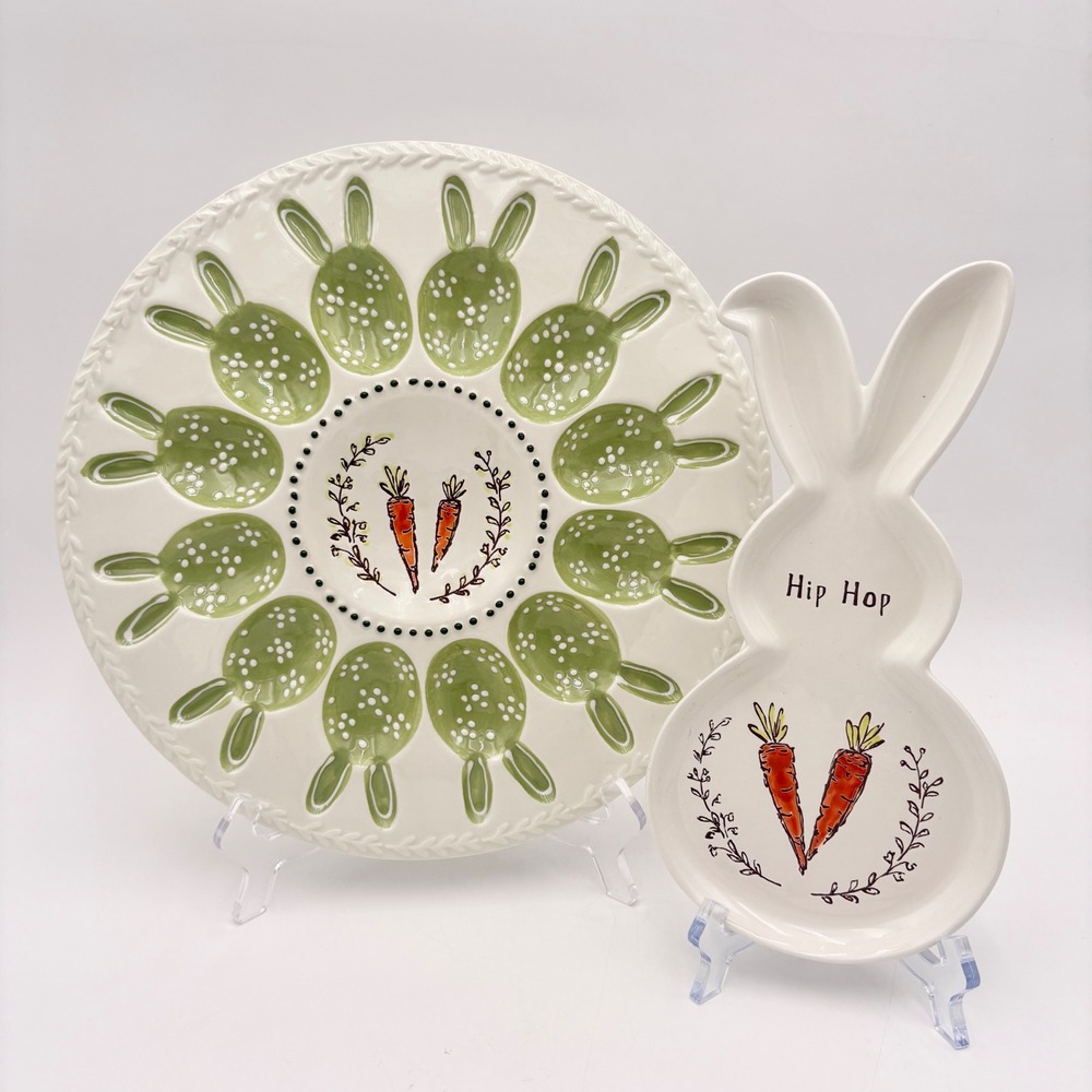Potters Studio Easter Egg Plate Bunny Tray Carrot‎ Wreath Hip Hop Ceramic